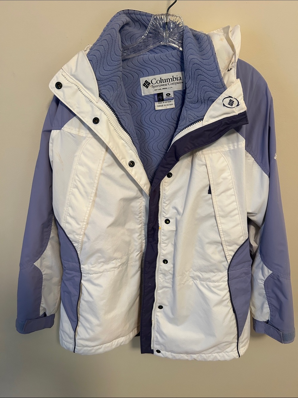 Columbia White and Lavender Women's Ski Jacket